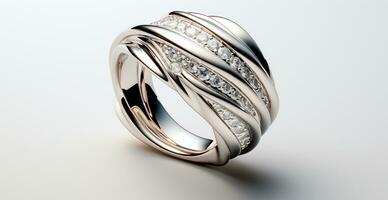 ai genererad silver- ringa med dyrbar stenar, 925 sterling- silver- Smycken - ai genererad bild foto