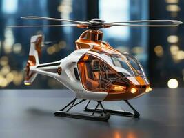 ai genererad miniatyr- helikopter design modell foto