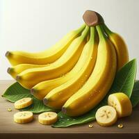 ai genererad mogen banan, gul bananer, närbild av banan foto