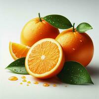 ai genererad närbild av orange frukt, skiva orange frukt, orange frukt med droppar vatten foto