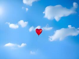 ai genererad hjärta ballong i de blå himmel foto