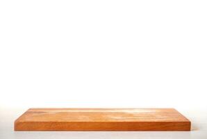 fyrkant trä produkt visa podium isolerat på vit bakgrund för presentation design, foto