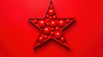 ai genererad en stjärna tillverkad av röd bollar på en röd bakgrund, ai foto