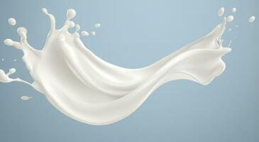 ai genererad vit mjölk stänk isolerat på bakgrund, flytande eller yoghurt stänk, 3d illustration. generativ ai foto