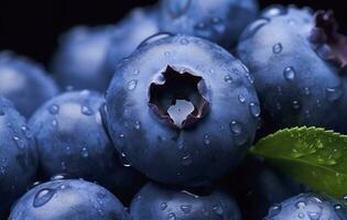 ai genererad våt blåbär frukt. ai genererad foto
