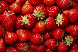 ai genererad textur av färsk jordgubbar som bakgrund. generativ ai foto