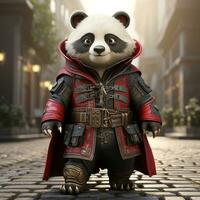 ai genererad 3d super hjälte panda foto