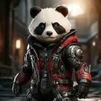 ai genererad 3d super hjälte panda foto