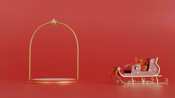 glad jul baner med cylindrisk skede produkt visa och festlig dekorationer för jul. 3d tolkning illustration foto