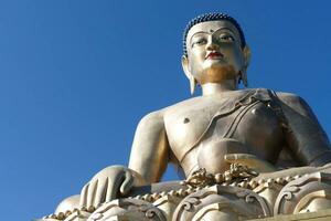 jätte buddha staty på de dordenma tempel foto