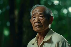 ai genererad pensionerad senior uttryck manlig äldre män asiatisk ålder ansikte person livsstil äldre Lycklig foto