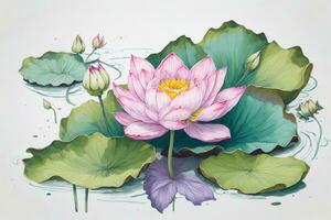 ai genererad lotus blomma blommig, konst design samling foto