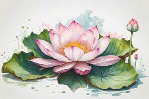 ai genererad lotus blomma blommig, konst design samling foto