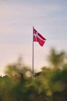 dansk flagga, dannebrog, i de vind foto