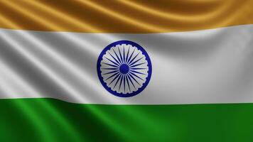 framställa av de Indien flagga fladdrar i de vind närbild, de nationell flagga av foto