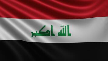framställa av de irak flagga fladdrar i de vind närbild, de nationell flagga av irak foto