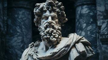 ai genererad generativ ai, stoicism begrepp, skulptur av en stoisk, representerar filosofi, gammal grekisk Gud staty foto