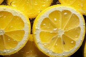 ai genererad skivor av citron- och citroner som en bakgrund foto