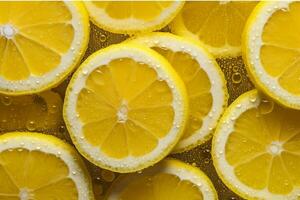 ai genererad skivor av citron- och citron- som en bakgrund foto