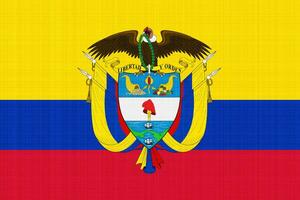 flagga och täcka av vapen av republik av colombia på en texturerad bakgrund. begrepp collage. foto
