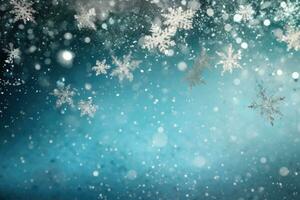 ai genererad naturlig vinter- jul bakgrund med blå himmel foto