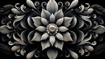 ai genererad abstrakt blommig mönster i svart och vit färger. gotik estetisk foto