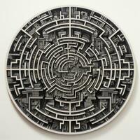 ai genererad svart och vit grunge geometrisk stam- labyrint. overkligt stil. foto