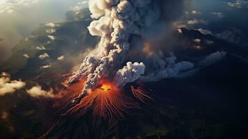 ai genererad scen av vulkan utbrott i naturlig miljö foto