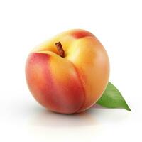 ai genererad persika på vit bakgrund. färsk frukter. friska mat begrepp foto