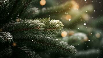ai genererad jul träd grenar grön träd naturlig Färg bakgrund foto