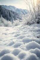ai genererad vinter- snö landskap foto