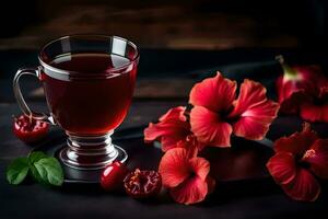 ai genererad de hibiskus te är en populär dryck i Indien foto