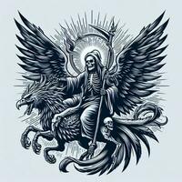 ai genererad illustration av ängel av död. gotik konst. y2k stil foto