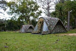 camping i de skog phu wiang nationell parkera, khon kaen , thailand foto