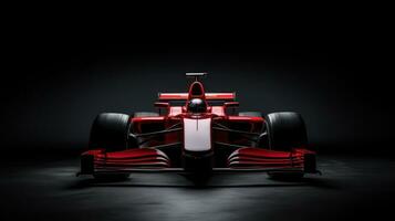 ai genererad röd tävlings bil på en mörk bakgrund med kopia Plats foto