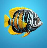 ai genererad ett hav fisk har en svart, blå och gul bakgrund, jag foto