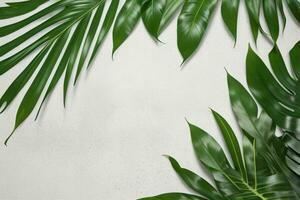 ai genererad tömma vägg bakgrund med tropisk löv. proffs Foto
