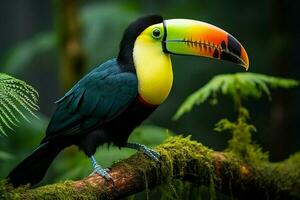 ai genererad natur resa i central Amerika köl faktureras toucan i panamas skog paradis ai genererad foto