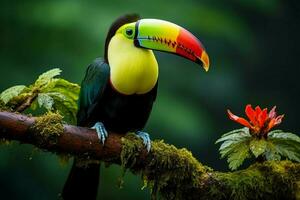 ai genererad natur resa i central Amerika köl faktureras toucan i panamas skog paradis ai genererad foto