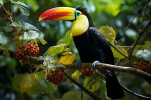 ai genererad natur resa i central Amerika köl faktureras toucan i panamas skog paradis ai genererad foto