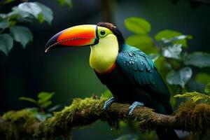 ai genererad natur resa i central Amerika köl faktureras toucan i panamas skog paradis ai genererad foto