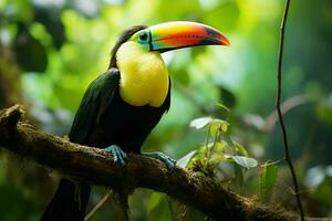 ai genererad natur resa i central Amerika köl faktureras toucan i panamas skog paradis ai genererad foto