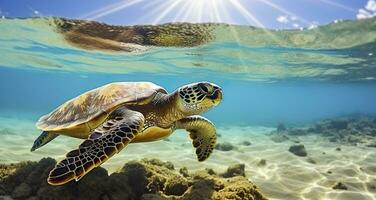 ai genererad Foto av hav sköldpadda i de galapagos ö. generativ ai