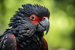 ai genererad en beautful röd tailed svart kakadua. ai genererad foto