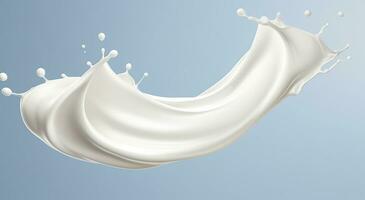 ai genererad vit mjölk stänk isolerat på bakgrund, flytande eller yoghurt stänk, 3d illustration. generativ ai foto