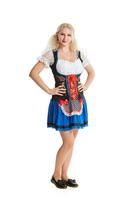 skön ung blond flicka av oktoberfest öl ölkrus foto