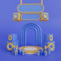 mega försäljning särskild erbjudande, skede podium procent, skede podium scen med för tilldela, dekor element bakgrund. 3d framställa illustration foto