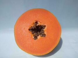 papaya frukt, ljuv mogen färsk papaya, rå vegan mat foto