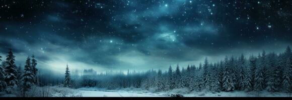 ai genererad snöig skog landskap med faller snö animation, foto
