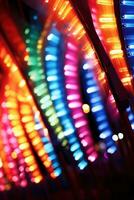 ai genererad de neon lampor av en karneval göra för en slående bakgrund foto
